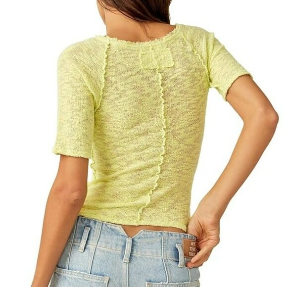 Free People Women's Francis Textured V-Neck Cropped Size XS (MSRP $58) - Picture 2 of 6